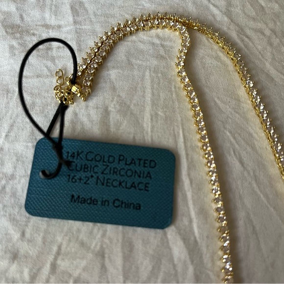 14k gold plated cubic zirconia 16+2” snake necklace - Picture 6 of 6